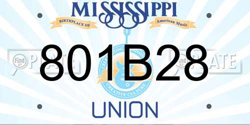 801B28 Mississippi License Plate