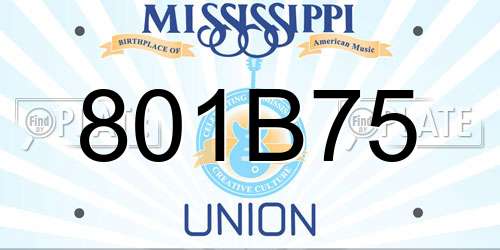 801B75 Mississippi License Plate