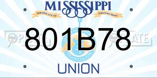 801B78 Mississippi License Plate