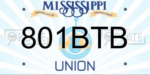 801BTB Mississippi License Plate