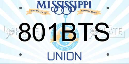 801BTS Mississippi License Plate