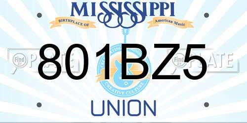 801BZ5 Mississippi License Plate