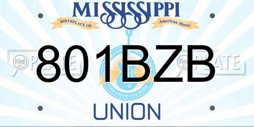801BZB Mississippi License Plate