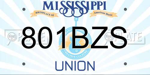 801BZS Mississippi License Plate