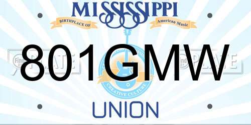 801GMW Mississippi License Plate