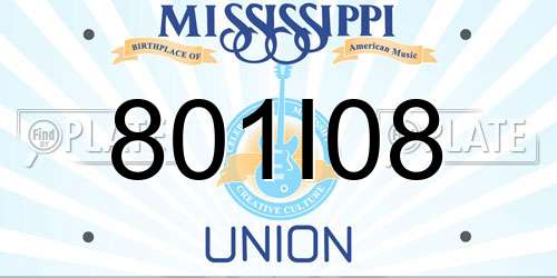801I08 Mississippi License Plate