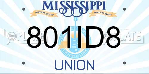 801ID8 Mississippi License Plate