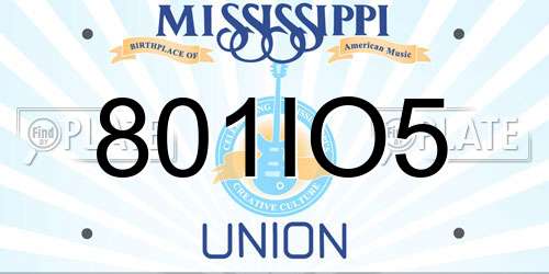 801IO5 Mississippi License Plate