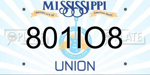 801IO8 Mississippi License Plate