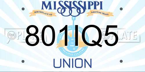 801IQ5 Mississippi License Plate