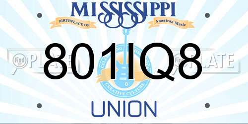 801IQ8 Mississippi License Plate