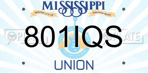 801IQS Mississippi License Plate