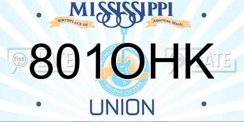 801OHK Mississippi License Plate