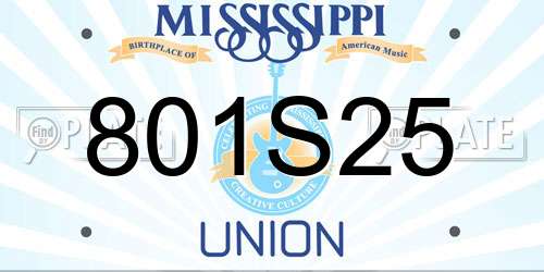 801S25 Mississippi License Plate