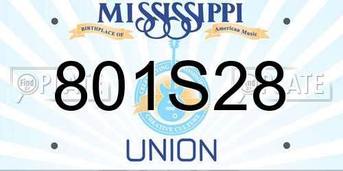 801S28 Mississippi License Plate