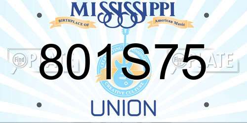 801S75 Mississippi License Plate