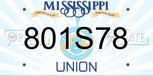 801S78 Mississippi License Plate
