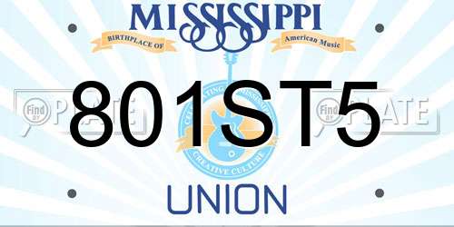 801ST5 Mississippi License Plate