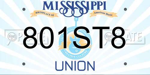 801ST8 Mississippi License Plate
