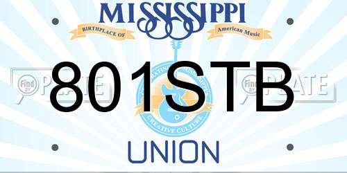 801STB Mississippi License Plate