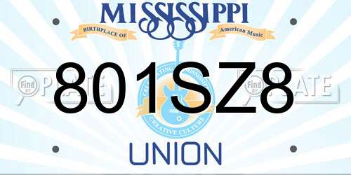 801SZ8 Mississippi License Plate