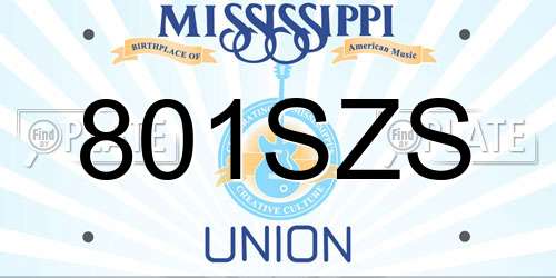 801SZS Mississippi License Plate