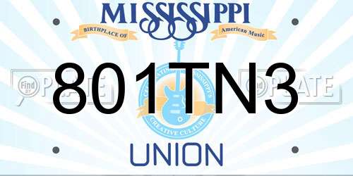 801TN3 Mississippi License Plate