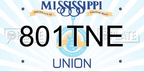 801TNE Mississippi License Plate
