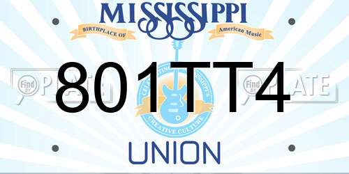 801TT4 Mississippi License Plate