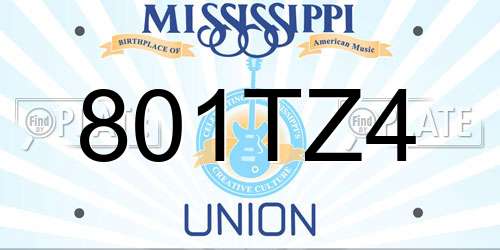 801TZ4 Mississippi License Plate