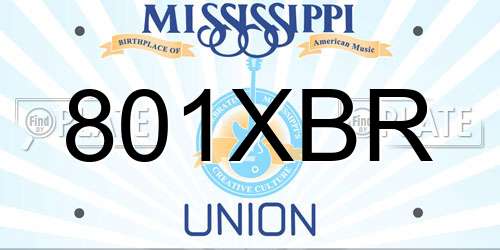 801XBR Mississippi License Plate