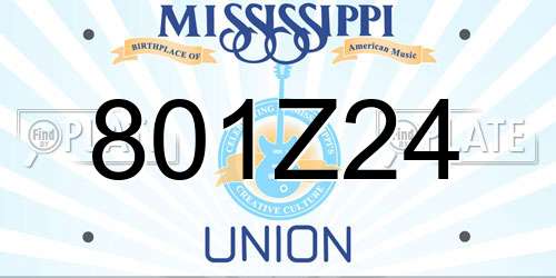 801Z24 Mississippi License Plate
