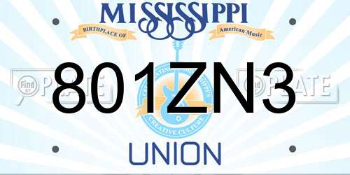 801ZN3 Mississippi License Plate