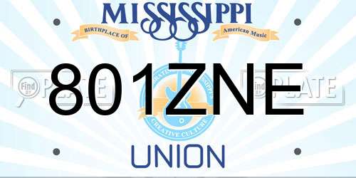 801ZNE Mississippi License Plate