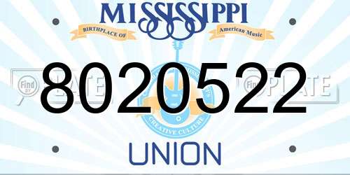 8020522 Mississippi License Plate