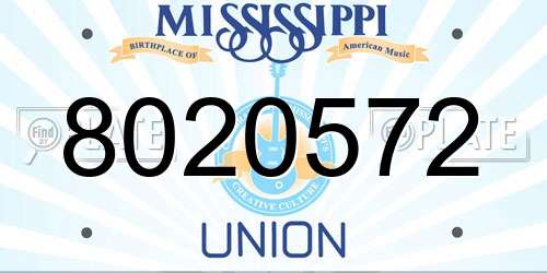 8020572 Mississippi License Plate