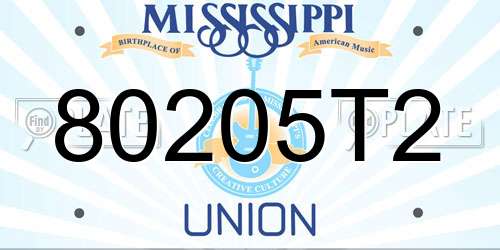 80205T2 Mississippi License Plate