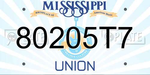 80205T7 Mississippi License Plate