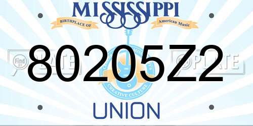 80205Z2 Mississippi License Plate