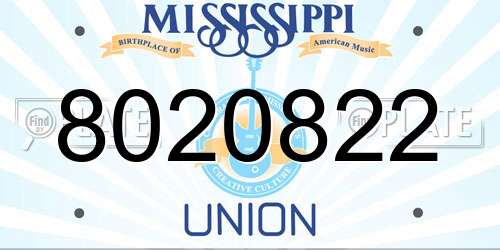 8020822 Mississippi License Plate