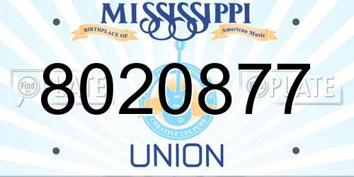 8020877 Mississippi License Plate