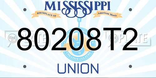 80208T2 Mississippi License Plate