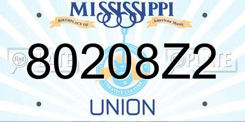 80208Z2 Mississippi License Plate