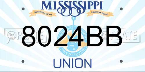 8024BB Mississippi License Plate