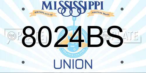 8024BS Mississippi License Plate