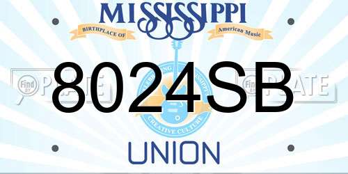 8024SB Mississippi License Plate