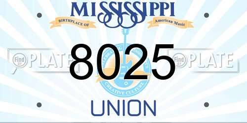 8025 Mississippi License Plate