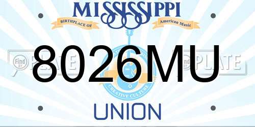 8026MU Mississippi License Plate