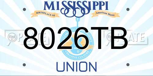 8026TB Mississippi License Plate