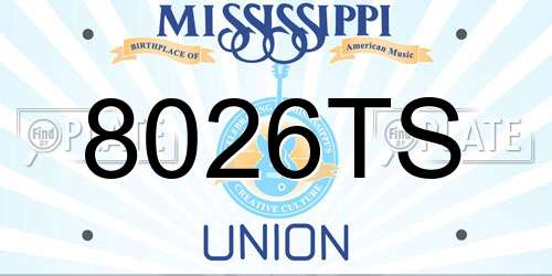 8026TS Mississippi License Plate